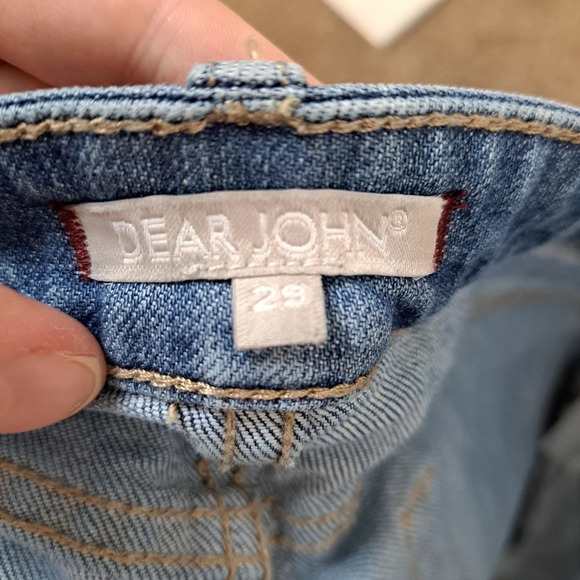 Dear John Classic Star Print Distressed Medium Wash Skinny Jeans Size 29 - Picture 5 of 7